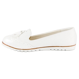 Super Me White Loafers With Fringes 2