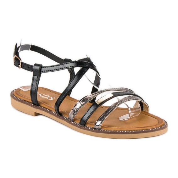 SDS Elegant flat sandals black 1