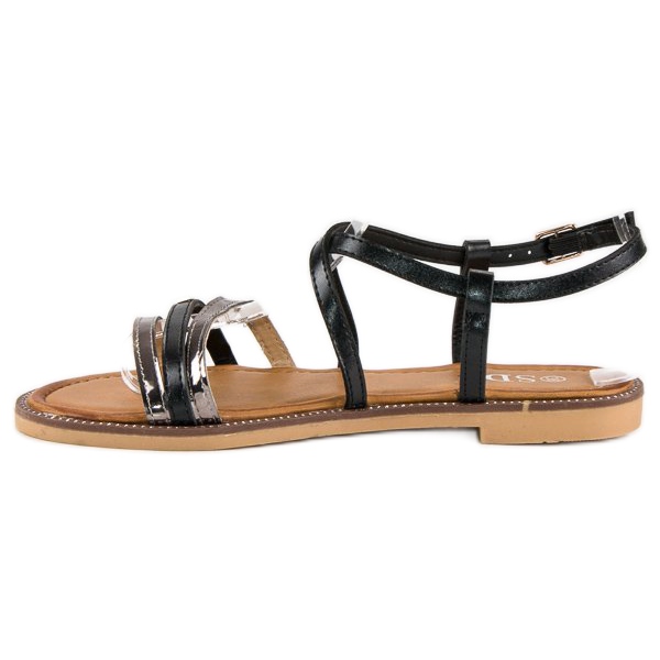 SDS Elegant flat sandals black 2