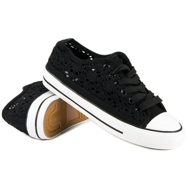 Lace sneakers black 1