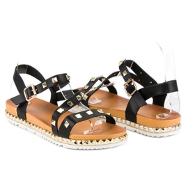Anesia Paris Black Sandals With Studs 1