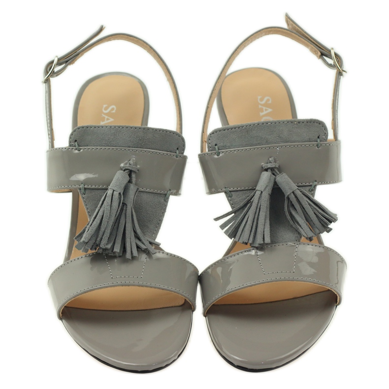 Sagan 53224 gray fringed sandals grey 4