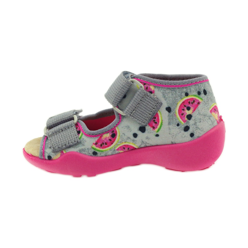 Slippers, Velcro sandals, Befado 242p080 grey pink 2
