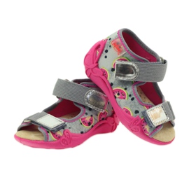 Slippers, Velcro sandals, Befado 242p080 grey pink 3