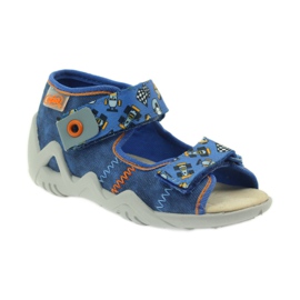 Befado sandals 250p leather insert blue orange 1