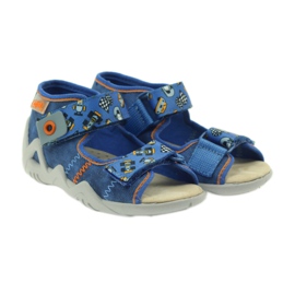 Befado sandals 250p leather insert blue orange 4