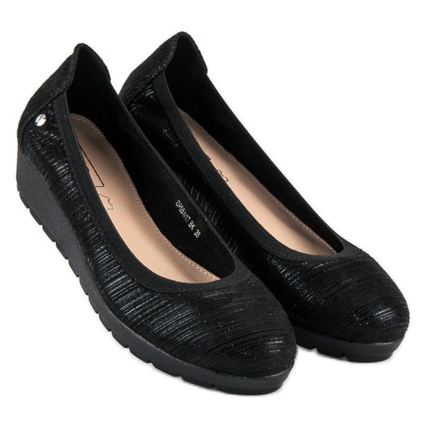 Filippo Black wedge heel ballerinas 1