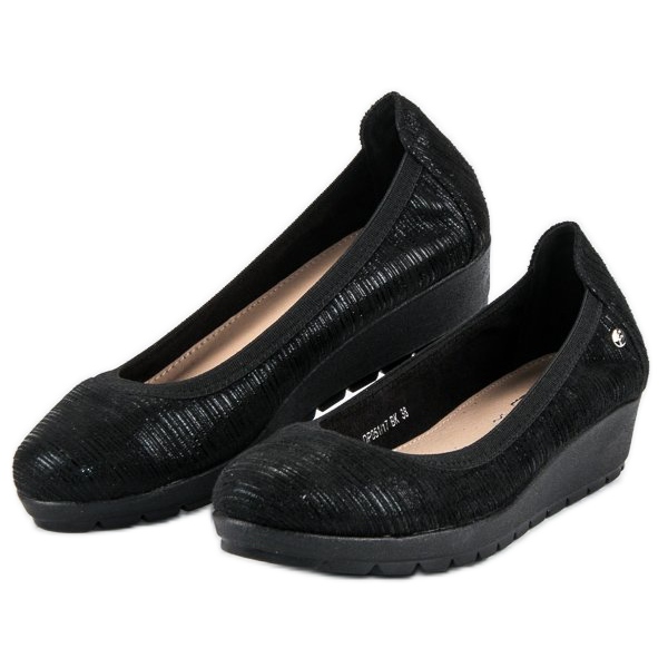 Filippo Black wedge heel ballerinas 2