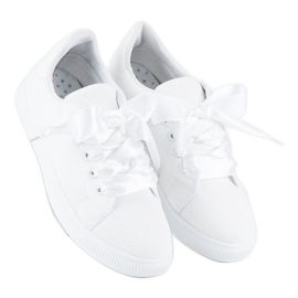 Textile lace-up sneakers white 1
