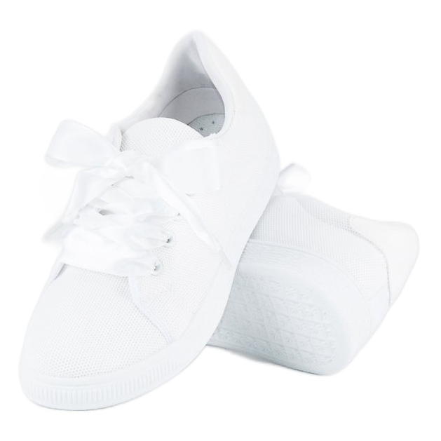 Textile lace-up sneakers white 2