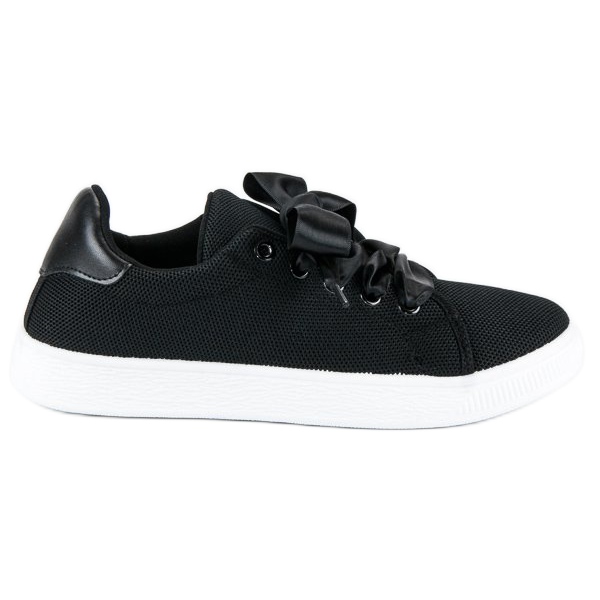 Textile lace-up sneakers black 1