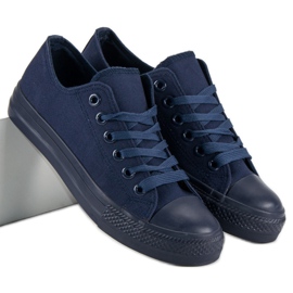 Navy blue sneakers with a binding 1