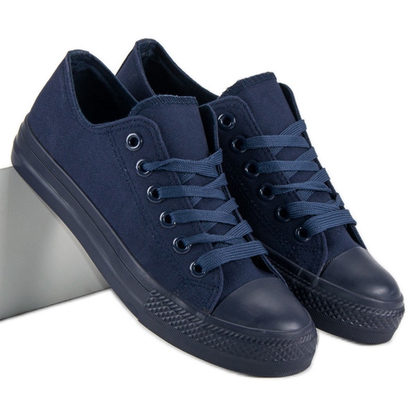 Navy blue sneakers with a binding 1