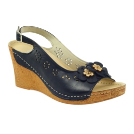 Gregors 648 Wedge Sandals navy blue 1