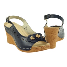 Gregors 648 Wedge Sandals navy blue 3