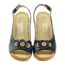 Gregors 648 Wedge Sandals navy blue 4