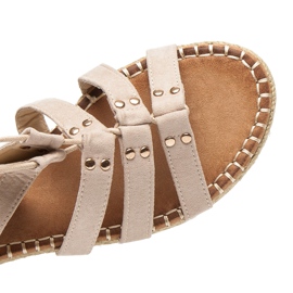 Vices Flat roman boots with binding brown 1