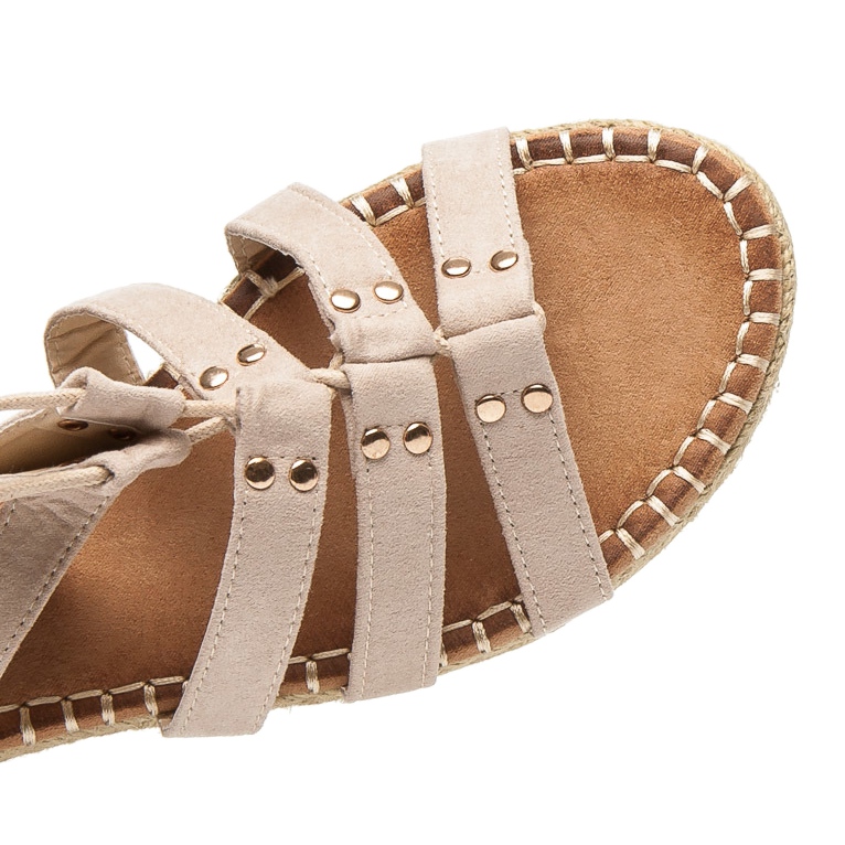 Vices Flat roman boots with binding brown 1