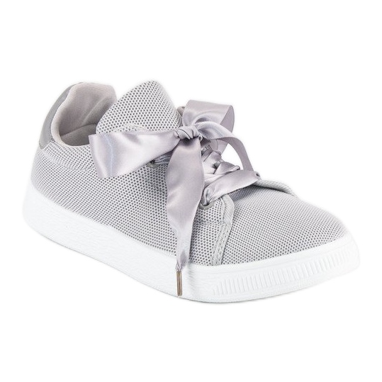 Textile lace-up sneakers grey 1