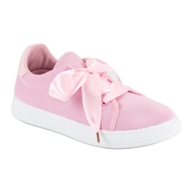 Textile lace-up sneakers pink 1