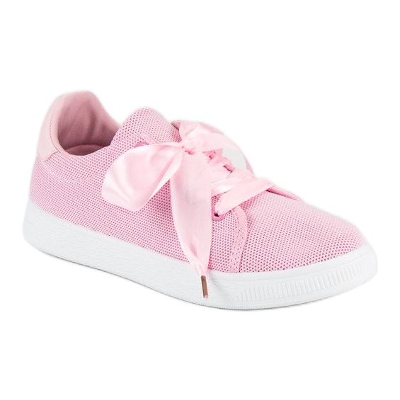 Textile lace-up sneakers pink 1