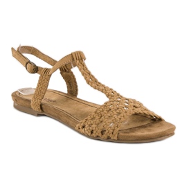Corina Fabric flat sandals brown 1
