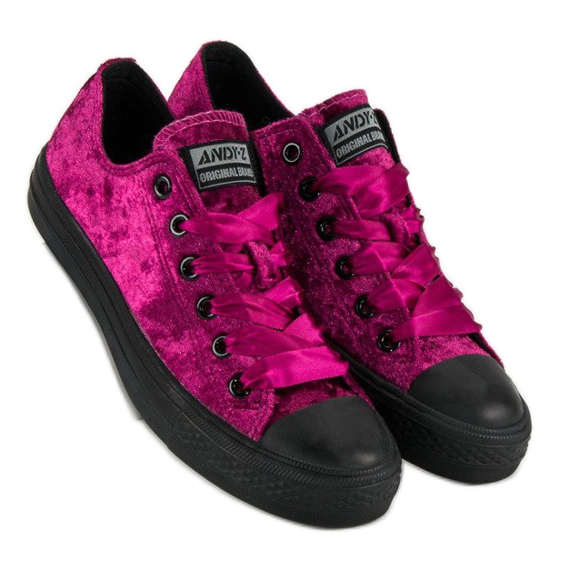 Andy Z Fuchsia velor sneakers pink 1