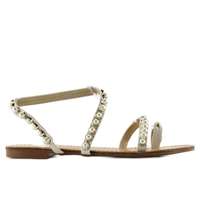 Asymmetric sandals with 1248 pearls white 1
