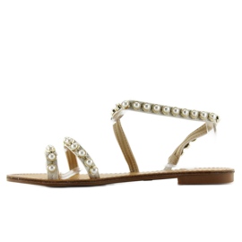Asymmetric sandals with 1248 pearls white 2