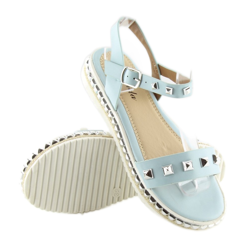Sandals with studs blue 35-132 blue 2 Sandals with studs blue 35-132 blue 2