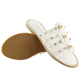 White slippers with studs 99-41 White 1