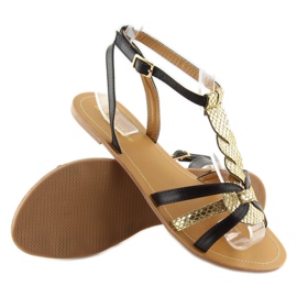 Sandals for women gold shine black 758 black 1