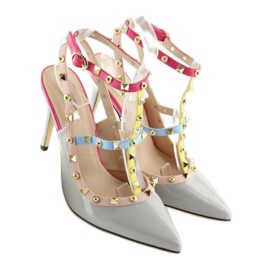 Pumps on a pin with gray studs 1381 grey 1
