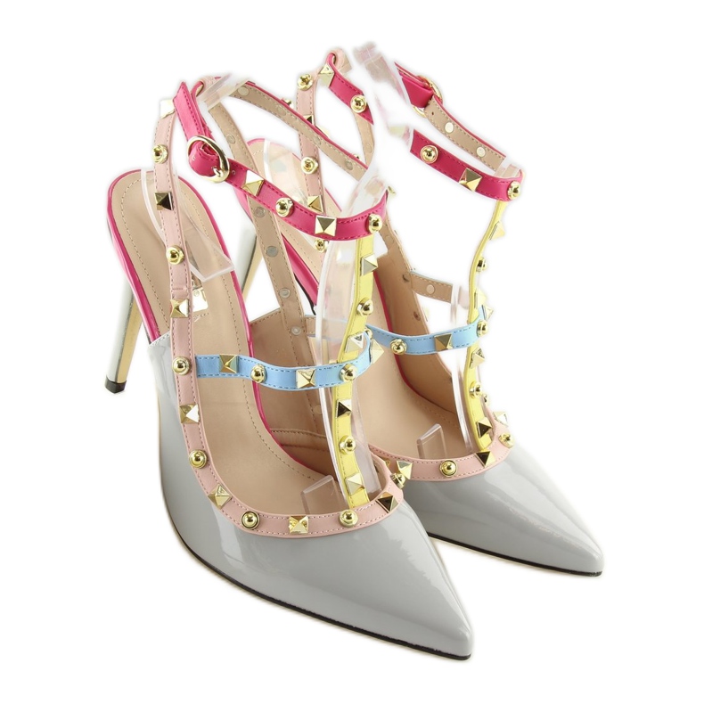 Pumps on a pin with gray studs 1381 grey 1