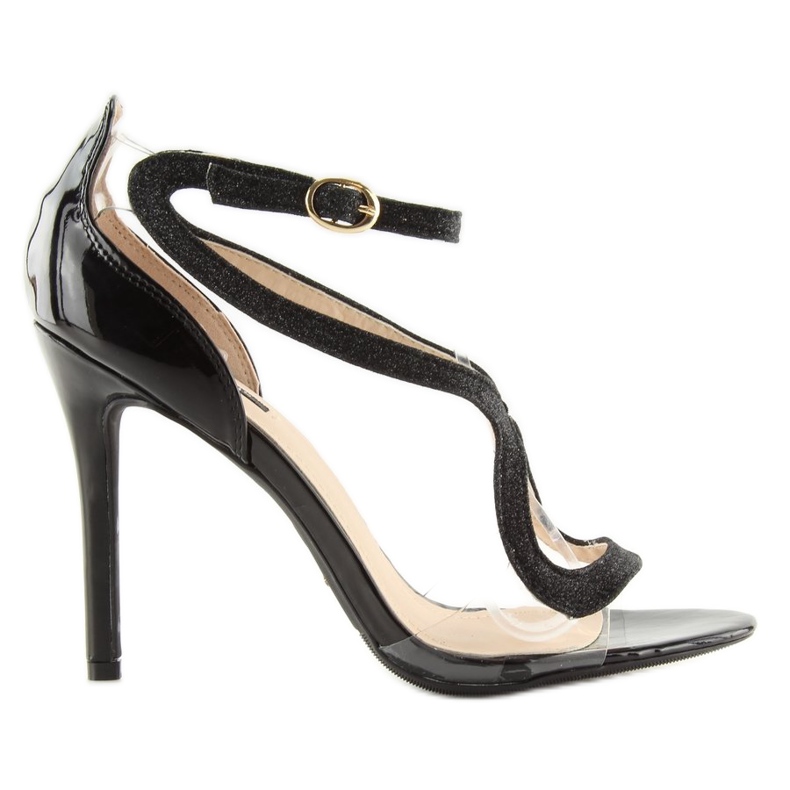 Black sandals on a high heel 1443 black 2