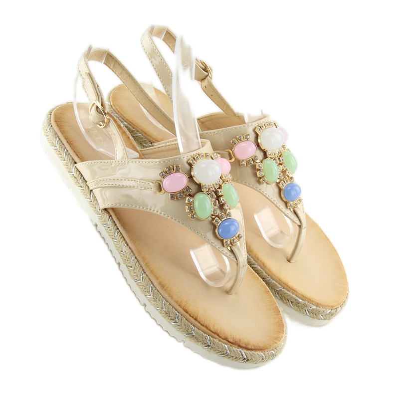 Sandals with stones beige 3072 beige 2
