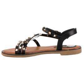 SDS Flat sandals with studs black 1