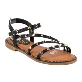 SDS Flat sandals with studs black 2