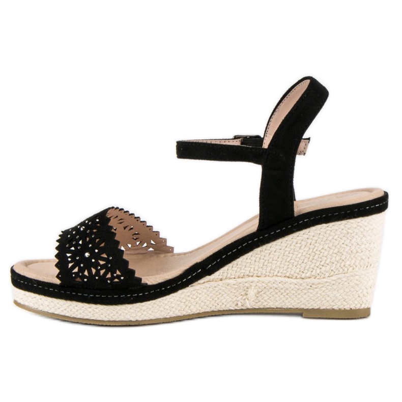 Ideal Shoes Black espadrilles on wedges 1