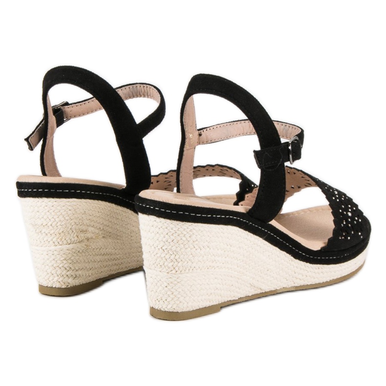 Ideal Shoes Black espadrilles on wedges 2