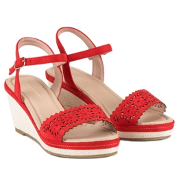 Ideal Shoes Red Espadrilles On The Wedge 1
