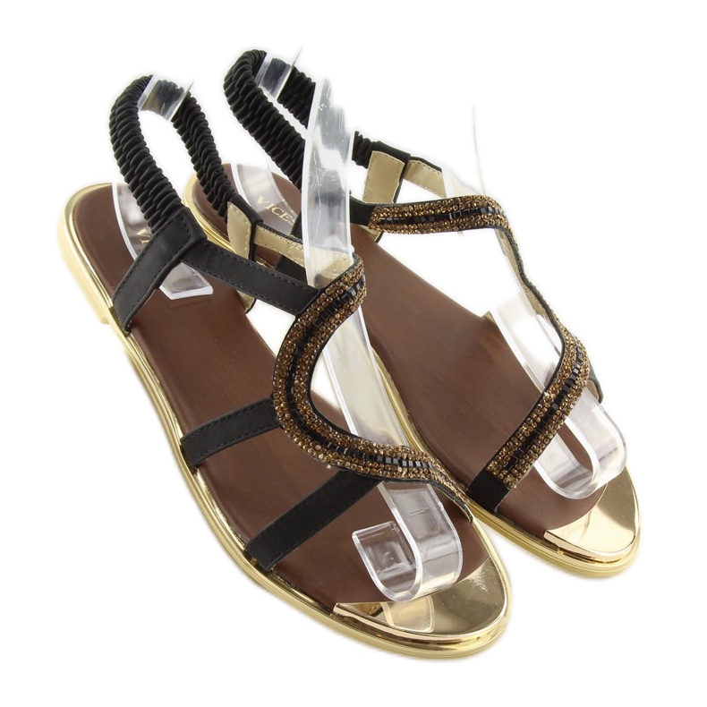 Asymmetrical black sandals 4157 Black 2