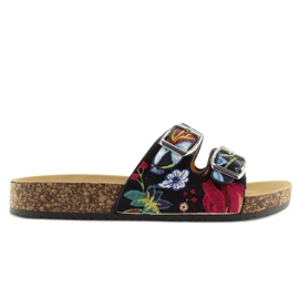 Black cork sole slippers 6231 2