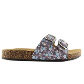 Gray cork sole slippers 6231 blue 2