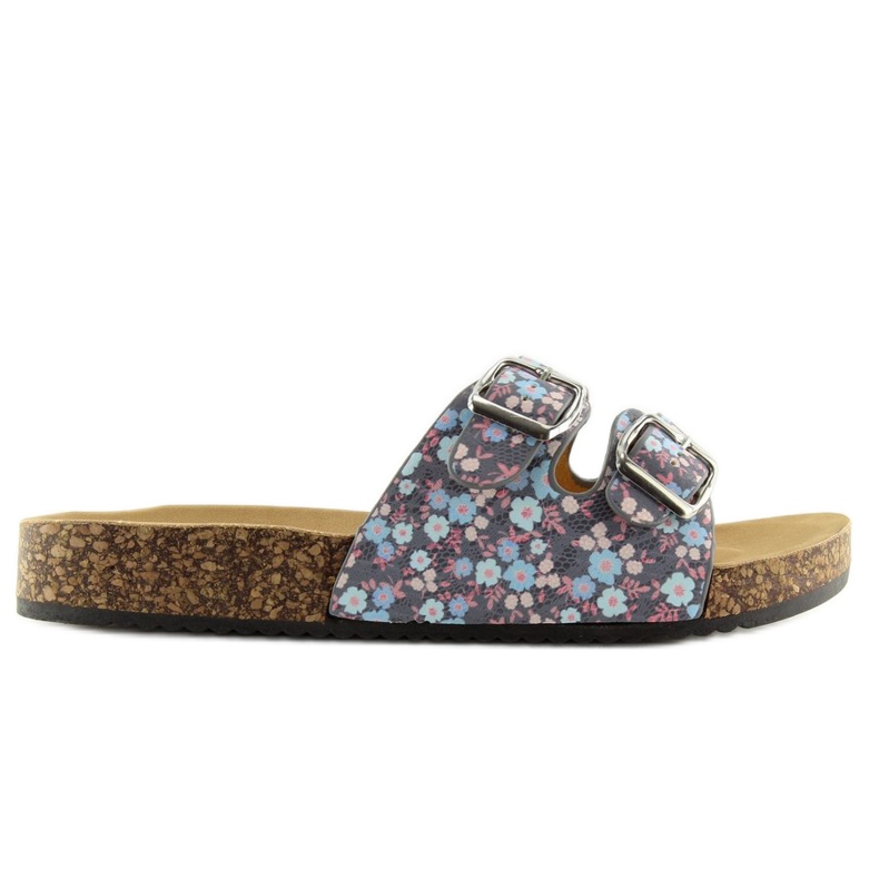 Gray cork sole slippers 6231 blue 2