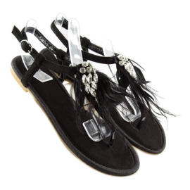 Black sandals with feathers 7267 Black 2