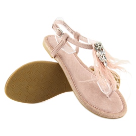 Pink sandals with feathers 7267 Pink 1