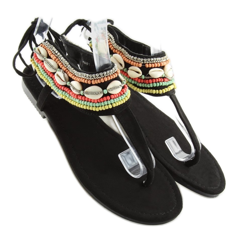 Black sandals with beads 8241 black 1