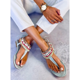 BM Sandals with blue beads 8241 L.BLUE 2