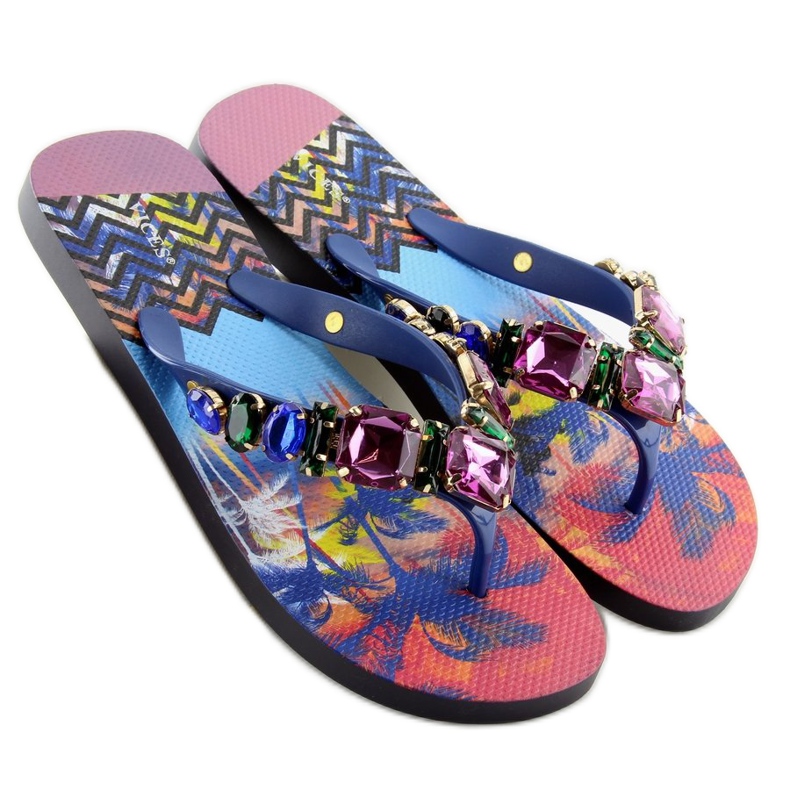 Flip-flops with stones 8250 Blue purple 2